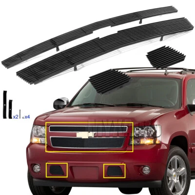 Front Billet Grill Fits 2007-2014 Chevy Tahoe/Suburban/Avalanche Black Grille - Image 1 of 4