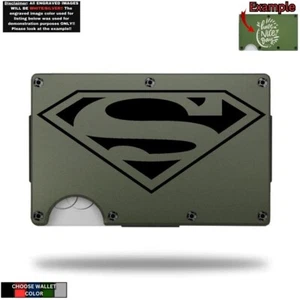 Portafoglio Superman, logo Super Man inciso a laser su un metallo - Foto 1 di 10