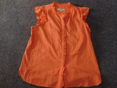 Blusa Ann Taylor Loft Mujer Mediana Melocotón Botón Elástica Foto 1 de 4