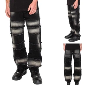 Victorious Men's Casual Baggy Fit Raw Edge Detail Denim Jeans DL1529 - Picture 1 of 10