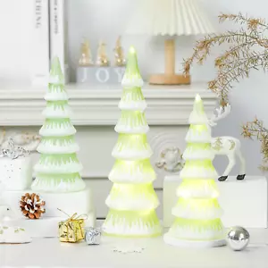 3 Pcs Mercury Glass Christmas Tree with Lights Table Top Gold Christmas Tree Hol - Picture 1 of 6