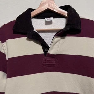 J Crew Rugby Pullover gestreift Polo Sweatshirt Herren Gr. XS Burgund Preppy - Bild 1 von 4
