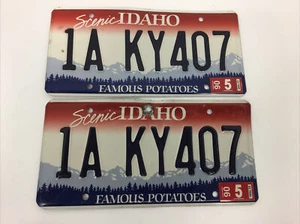 Vintage Matched Pair Famous Potatoes Idaho 2006 License plates 1A KY407 - Picture 1 of 7