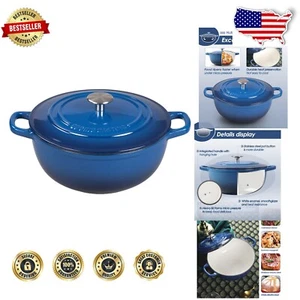 Indigo Enameled Cast Iron Dutch Oven - 3.5 Quart for Perfect Sourdough Baking - Picture 1 of 9