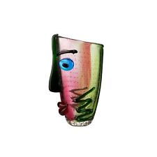 Yao Yuan Hand Blown Murano Style Art Glass Vase with face, Multicolor, 14.57i...