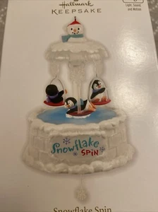 Hallmark Keepsake Ornament Snowflake Spin 2012 Penguins on Frozen Merry Go Round - Picture 1 of 7