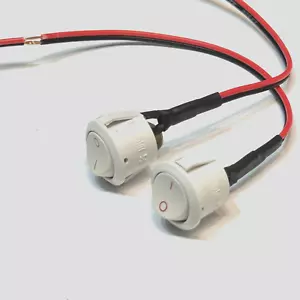 2 Wired Mini Rocker Switch Round White 20mm 2Pin SPST Power ON/OFF 12V wires C12 - Picture 1 of 2