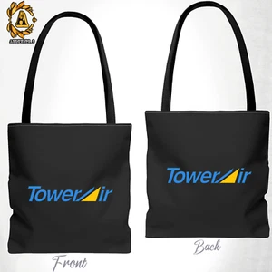 Tower Air Airlines Logo Tote Bag Size 13"x13" 16"x16" Black/White - Picture 1 of 7