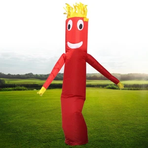 Tubo inflable de 10 pies bailarina de viento marioneta de aire baile del cielo ondulado hombre-rojo sin soplador - Imagen 1 de 12