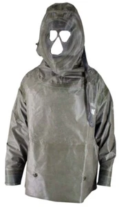 NBC Smock Halloween Costume Waterproof Rubberized PVC Olive Green Hood Ex Army - Picture 1 of 10