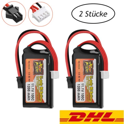 2 x 11,1V 3S 1200mAh LiPo Batterie 100C SM Stecker für RC Car Auto Drohne Boot - Bild 1 von 4