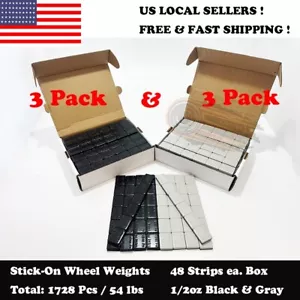 1728 Pcs 1/2oz Black & Gray Stick On Wheel Balance Weights Adhesive Tape 54 Lbs - Bild 1 von 5