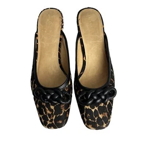 Frame Leather Leopard Print Calf Hair Slip On Le Isla Mule Shoes Size 37 US 7 - Picture 1 of 9