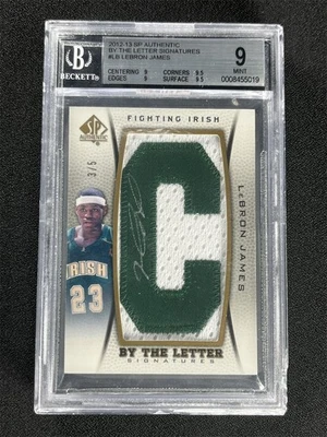2012-13 UD SP Authentic LeBron James By The Letter Patch /5 BGS 9 Mint Auto 10 - Image 1 of 2