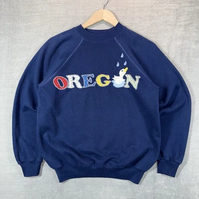 Sudadera De Colección Años 80 Oregon Ducks Patchwork Única Hanes Hecha en EE. UU. Mediana Foto 1 de 4