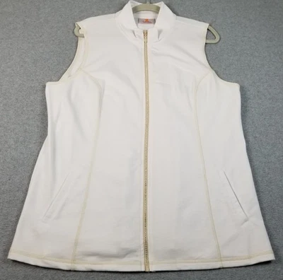 Quacker Factory Vest Women’s Large L White Sleeveless Full Zip Mock Neck Stretch - Image 1 of 4