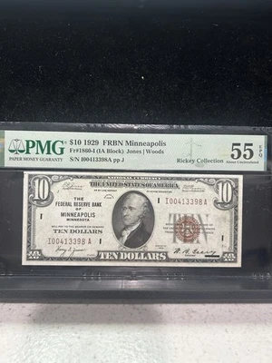 SASA 1929 Minneapolis Minnesota $10 FRBN Pmg Au55epq - Image 1 of 2