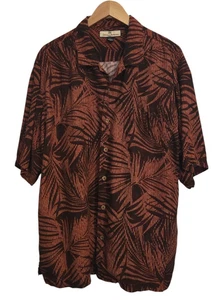 Tommy Bahama Vintage Men’s XL Silk Hawaiian Shirt Palm Leaf Print Short Sleeve - Picture 1 of 4