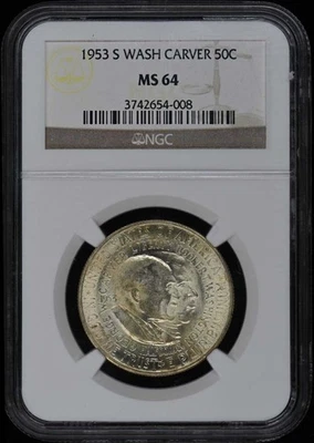 WASHINGTON-CARVER 1953-S Silver Commemorative 50C NGC MS64 - Image 1 of 2