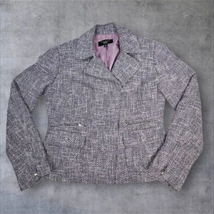 Giacca blazer moto Talbots grigio e lilla tweed abbigliamento da carriera taglia 4P Petite I64 - Foto 1 di 12