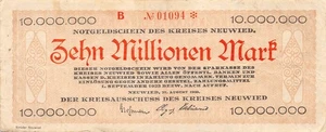 10 Millionen Mark - Neuwied - Kreis - 27.8.1923 - Bild 1 von 2