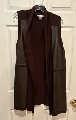 Chaleco Suéter Allison Daley Mujer 1X Plus Marrón Oscuro 32” Largo Nuevo con Etiqueta Foto 1 de 4