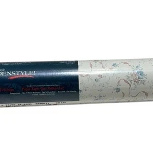 Vintage Borden Home Wallcoverings Light Reflective Wallpaper Blue Pink Floral - Picture 1 of 7