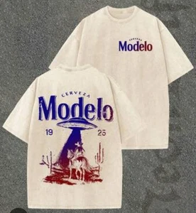 Cerveza Modelo T-shirt Men’s Size XXL Beige Short Sleeve Crew Neck Beer Cowboy - Picture 1 of 10
