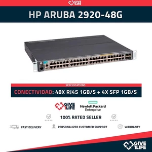HP ARUBA Switch 2920-48G 48 Puertos POE+ RJ45 1GB/S + 4 Puertos SFP 1GB/S - Picture 1 of 6