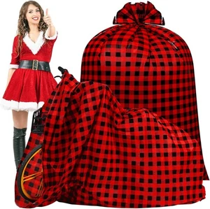 Teling 2 Pezzi 80x60 in Jumbo Bike Sacchetti Regalo Natale Extra Large Bufalo Check - Foto 1 di 11