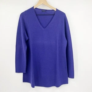 Eileen Fisher leichte Tunika Pullover Merinowolle lila V-Ausschnitt XL - Bild 1 von 5