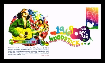 DR JIM STAMPS US COVER WOODSTOCK MUSIC FESTIVAL FIRST DAY ISSUE PANDA CACHET - Image 1 of 2