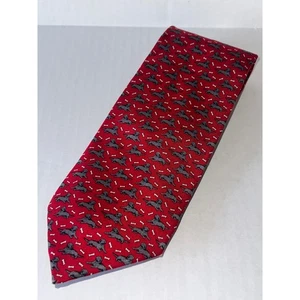 Vineyard Vines Herrenkrawatte rot Hund & Knochen Druck 100 % Seide - Bild 1 von 8