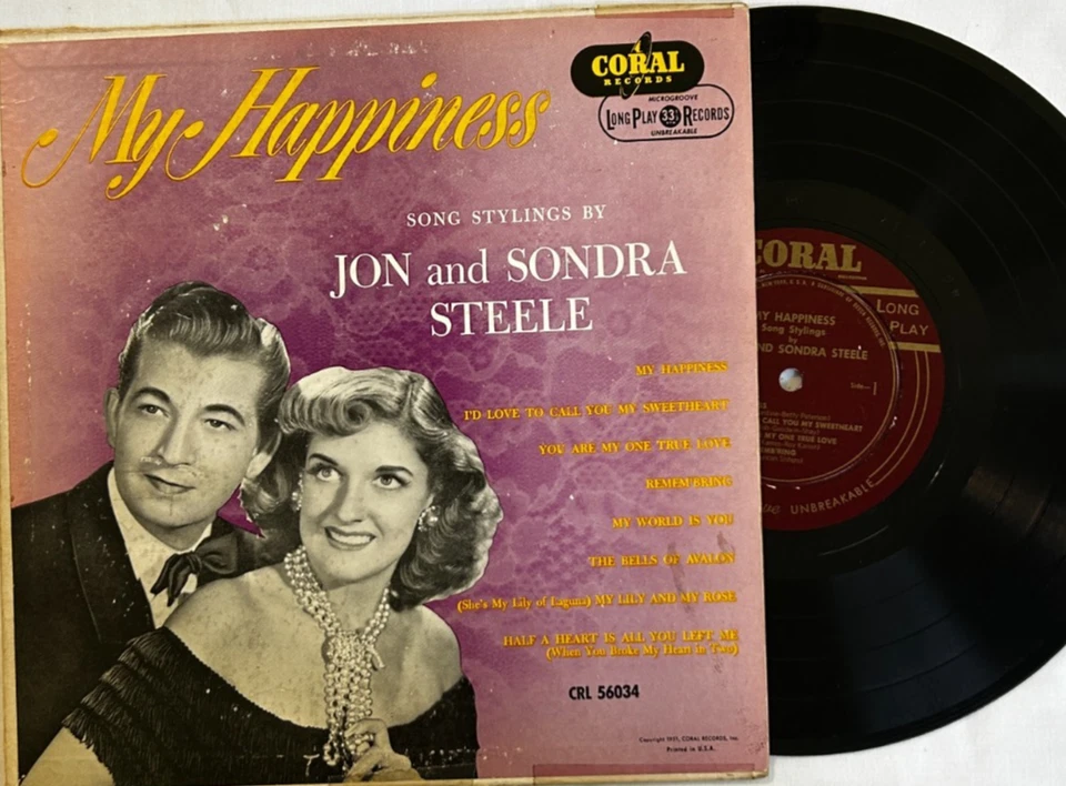 My Happiness - Song Stylings by Jon & Sandra Steele - 10" Coral Microgroove VG Foto 1 de 4