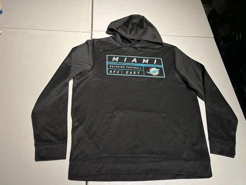 Majestic Hoodie Men's XL Miami Dolphins Sweatshirt Thermabase Pullover Poly Cover