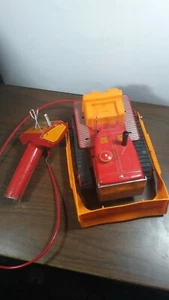 GREAT VINTAGE CRAGSTAN BULLDOZER TIN LITHOGRAPHED BATTERY OPERATED TOY - Picture 1 of 6