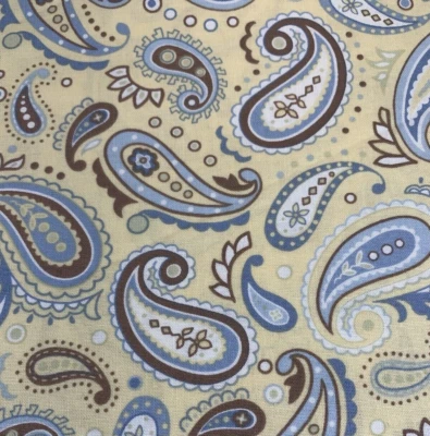 Meadow Paisley Fabric By Alice Kennedy &Timeless Treasures Blue Brown Yellow 2Yd - Image 1 of 4