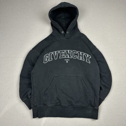 Felpa nera con cappuccio Givenchy ricamata 100% cotone vestibilità slim taglia small