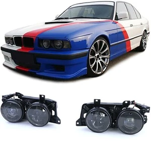 Scheinwerfer schwarz smoke Paar passend für BMW 5er E34 88-95 7er E32 88-94 - Picture 1 of 8