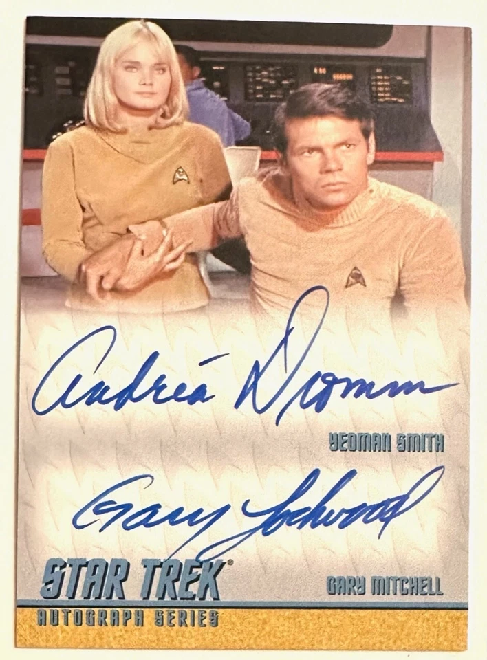 STAR TREK : ANDREA DROMM/GARY LOCKWOOD YEOMAN SMITH/MITCHELL DUAL AUTO CARD DA15 - Image 1 of 2