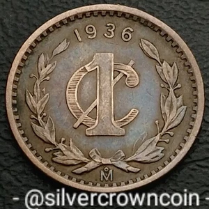 Mexico 1 Centavo 1936 Mo. KM#415. Bronze One cent coin. Eagle Snake. - Picture 1 of 7