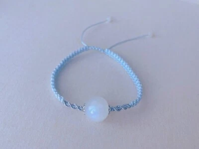 Handmade Gemstone Jewelry Woven Bracelet Genuine Large Moonstone Blue Luster - Image 1 of 4
