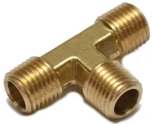 (10 Pack) 3/8" NPT Male Threaded Tee Brass High Pressure Pipe T Fitting - Picture 1 of 2