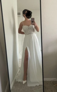 Mon Cheri, Size 6, Wedding Dress, White, Sweatheart neckline, A line, Slit - Picture 1 of 9
