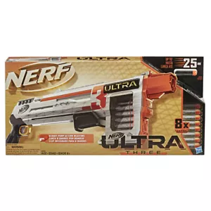 Nerf Ultra Three Pump Action Blaster 8 Darts Ages 8+ Toy Gun Fire Blast Game Fun - Picture 1 of 2