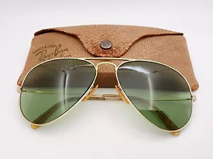 Vintage B&L Ray Ban Bausch & Lomb 1/10 12k GF 58mm Green Aviator w/Case - Picture 1 of 17