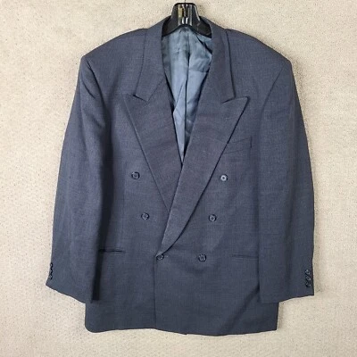Chaqueta Louis Roth Para Hombres 42R Azul Ojo de Pájaro Blazer Lana Doble Pecho Tejido Foto 1 de 4