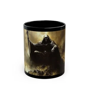 Mystical Grim Reaper Black Mug, Halloween Gift, Dark Aesthetic, Coffee Cup, - Picture 1 of 15