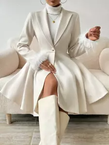 Elegant Detailed Vintage 50's Monroe Style Women's Flare Dress COAT Size L / 12 - Picture 1 of 4