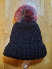 Women's Black Winter Beanie Hat One Size NWT